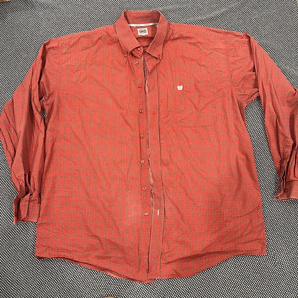 Cinch Button Down Xxl Orange/Red Long Sleeve Shirt - image 1